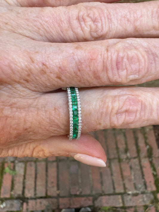 Diamond and Emerald Channel Ring