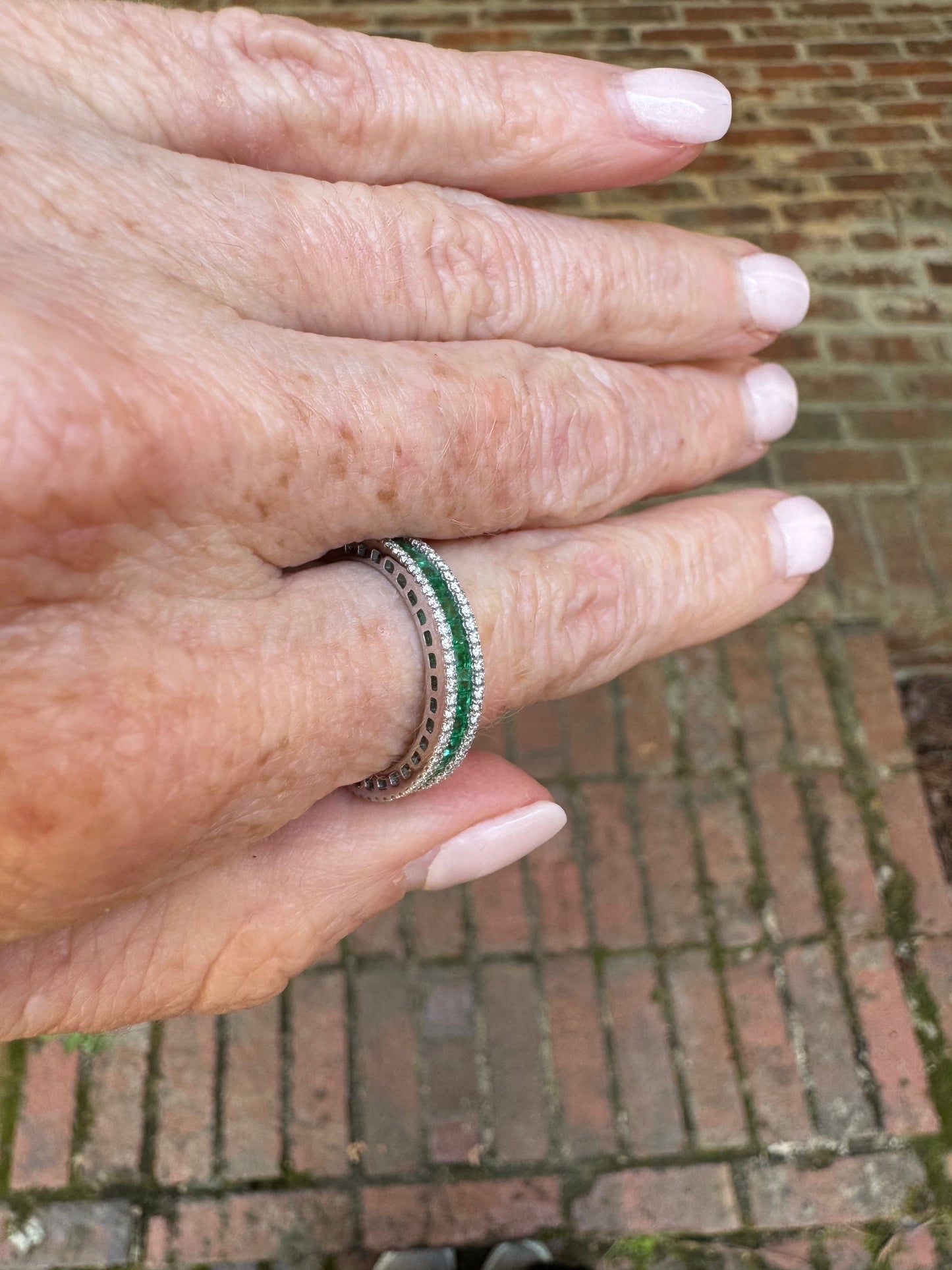 Diamond and Emerald Channel Ring