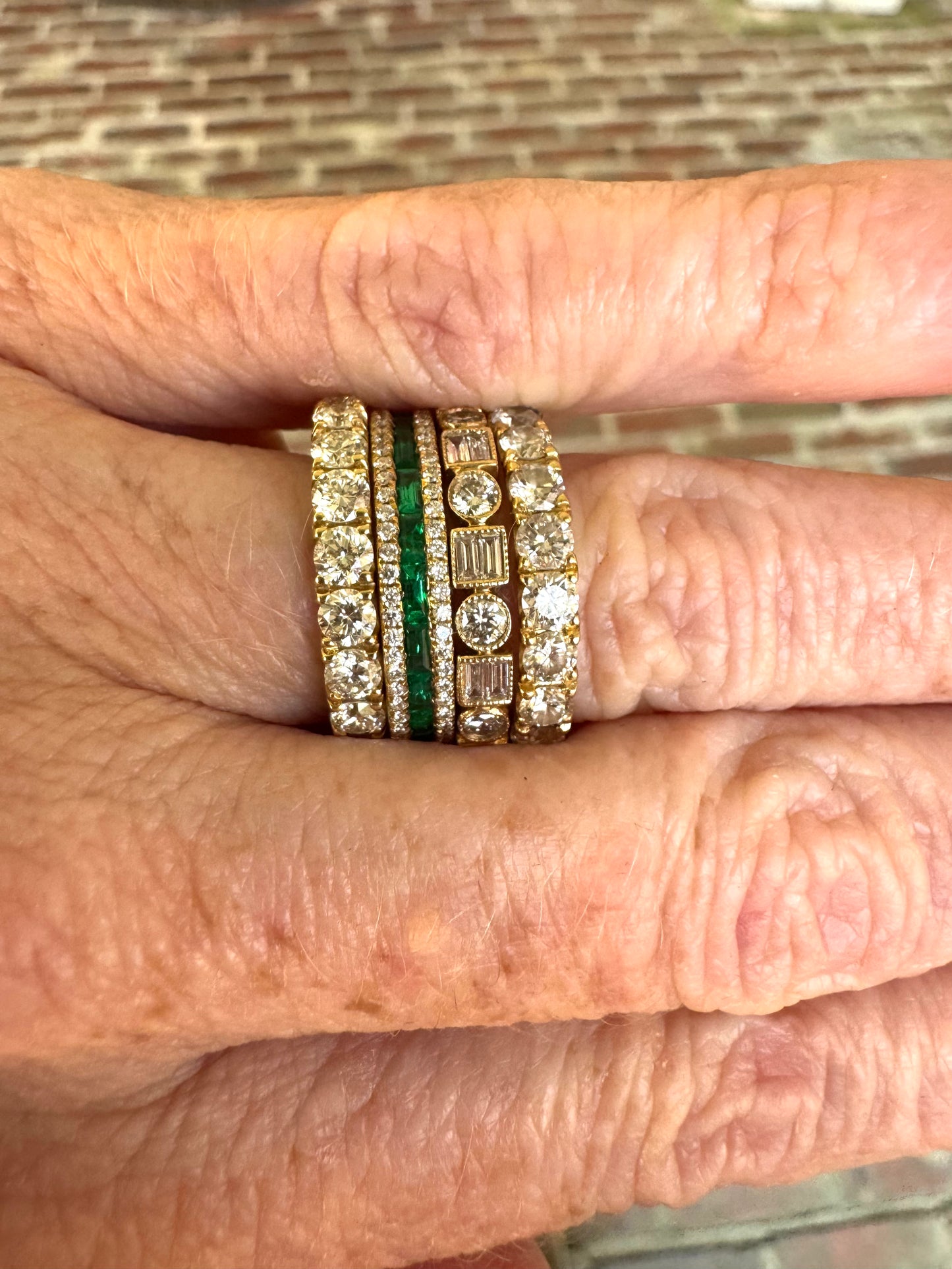 Emerald and Diamond Channel Set Band