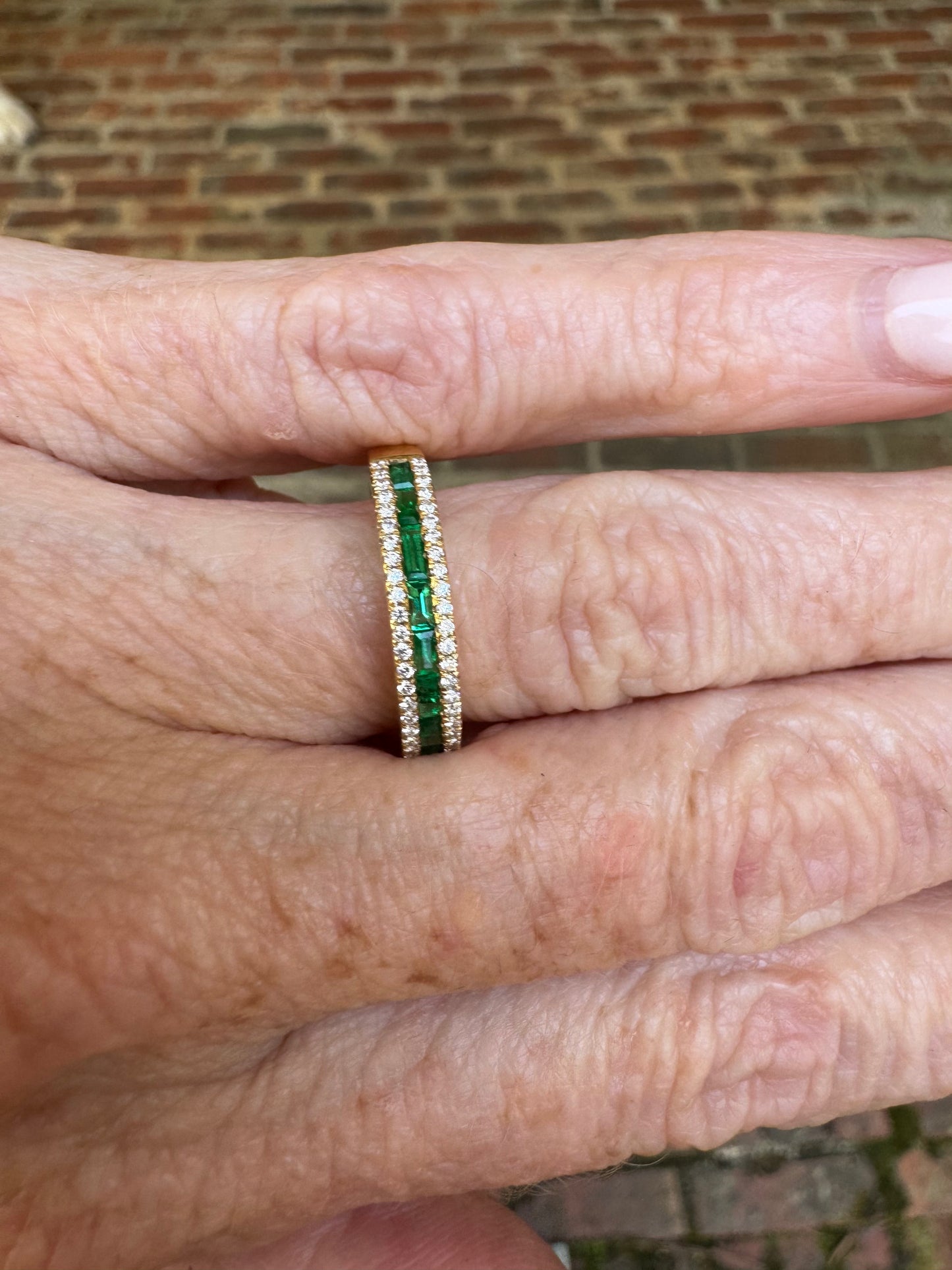 Emerald and Diamond Channel Set Band