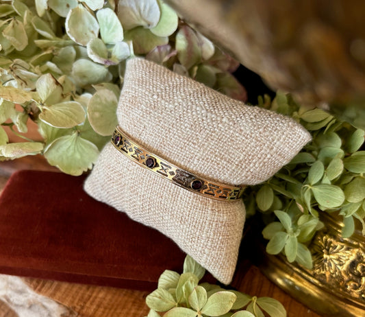 Antique Amethyst Gold Filled Bangle Bracelet