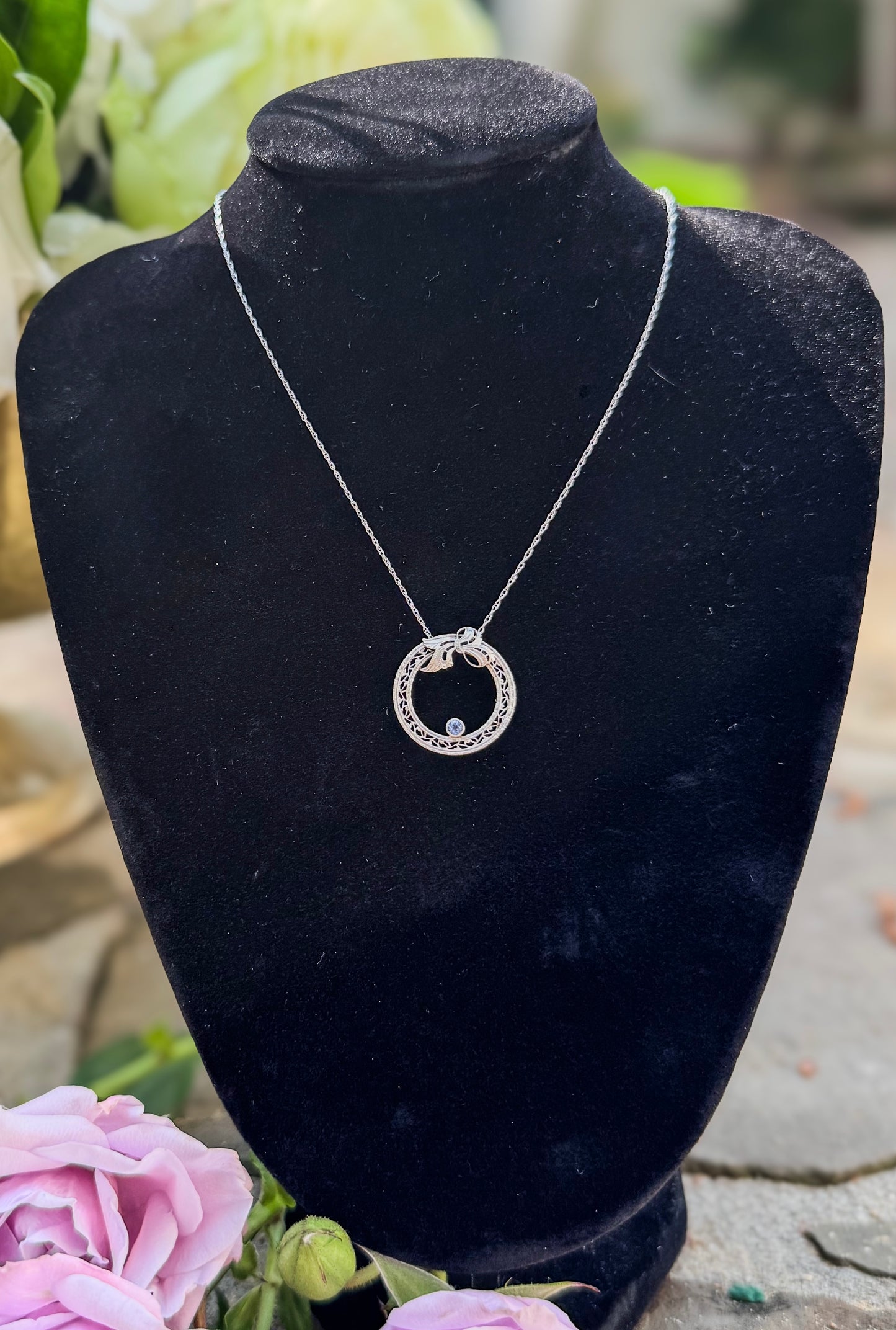 Antique Bow and Sapphire Necklace