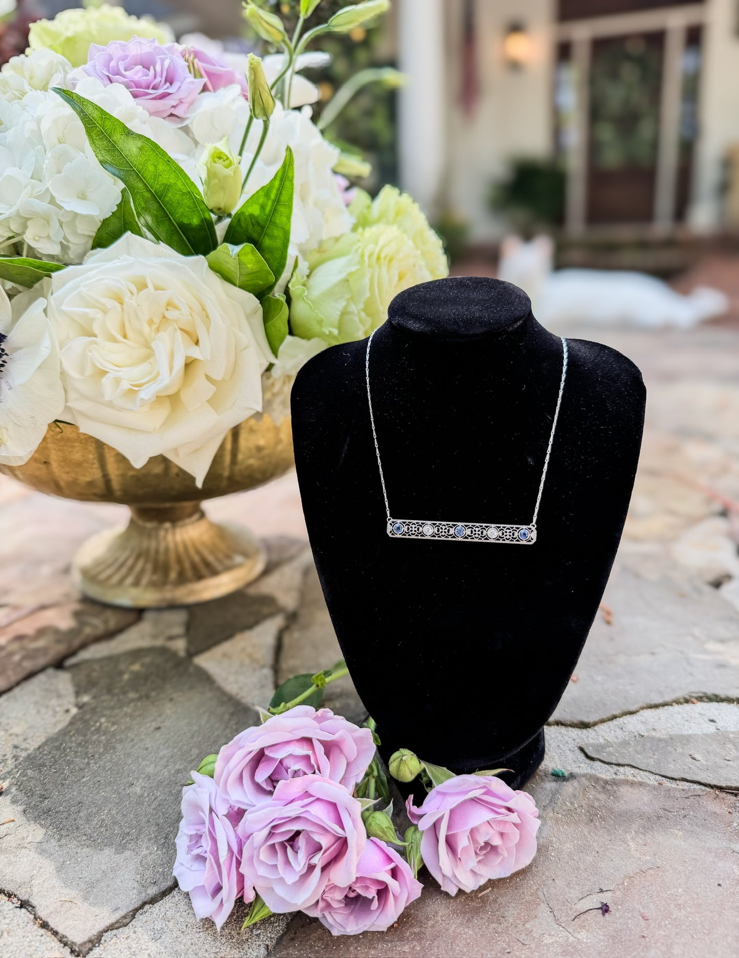 Diamond and Sapphire Antique Broach Necklace