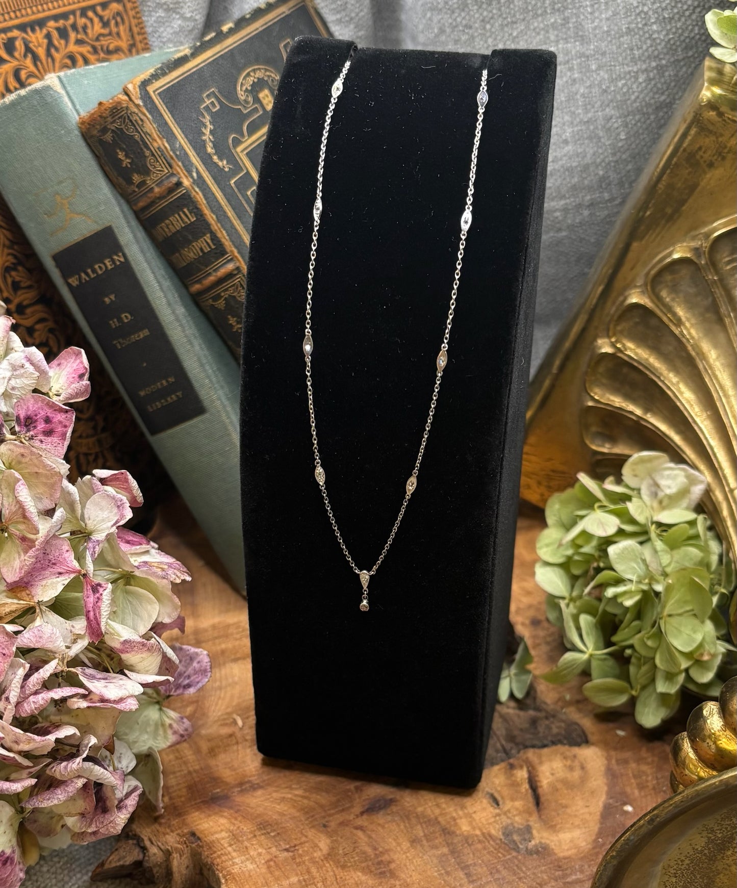 Diamond by the Yard Necklace with diamond drop