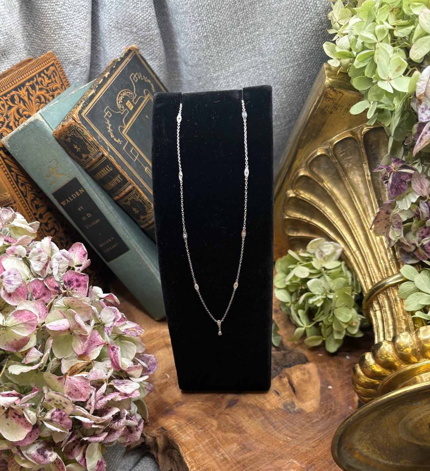 Diamond by the Yard Necklace with diamond drop