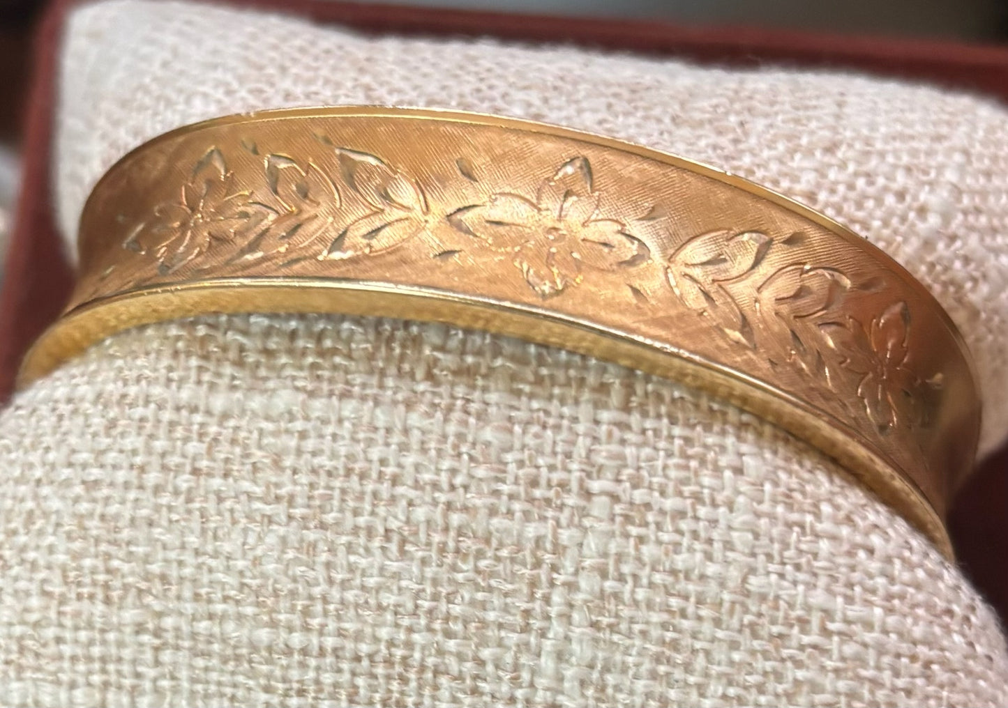 Vintage Gold Filled  Floral Bangle Bracelet
