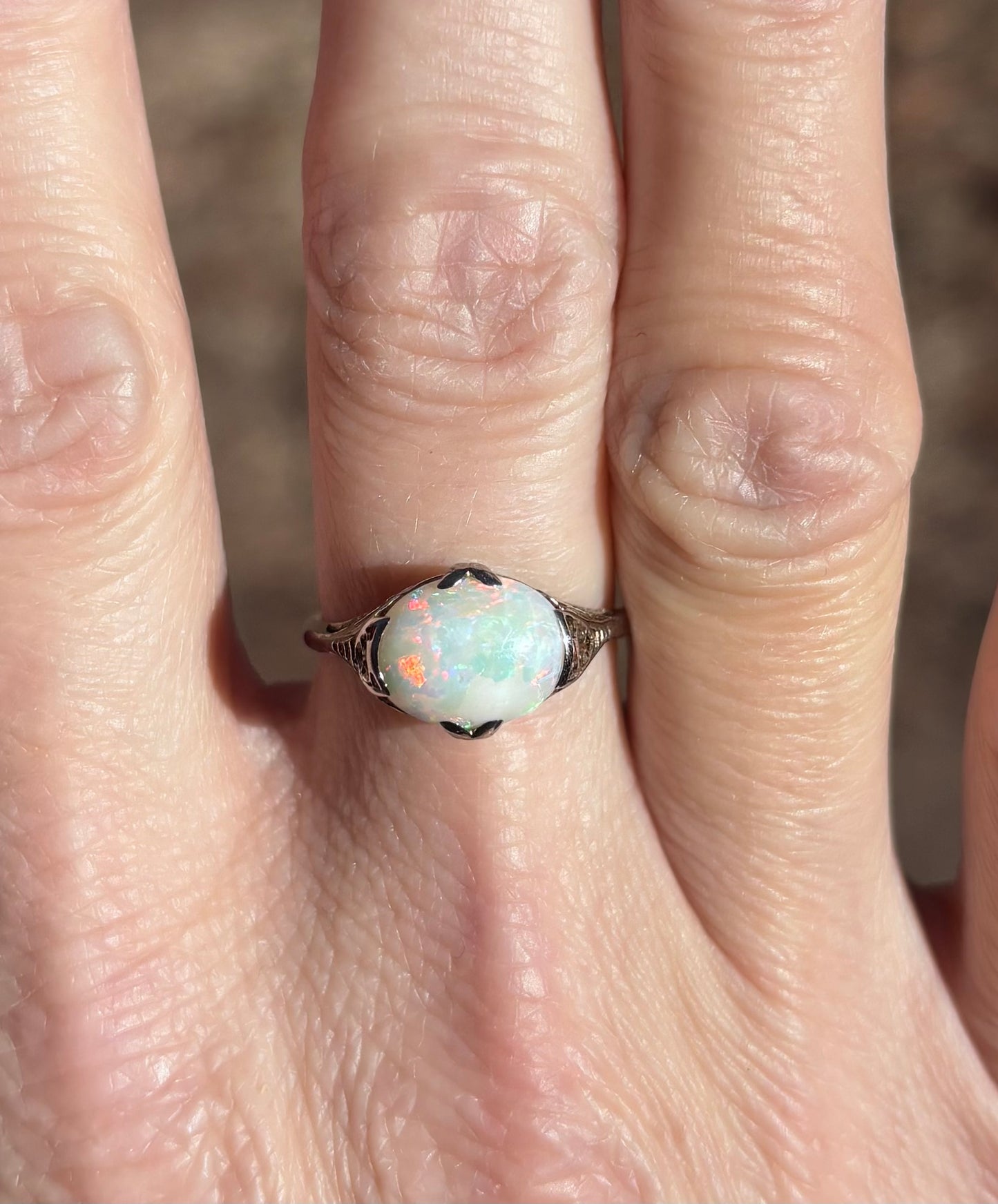 Australian Opal Art Deco Ring
