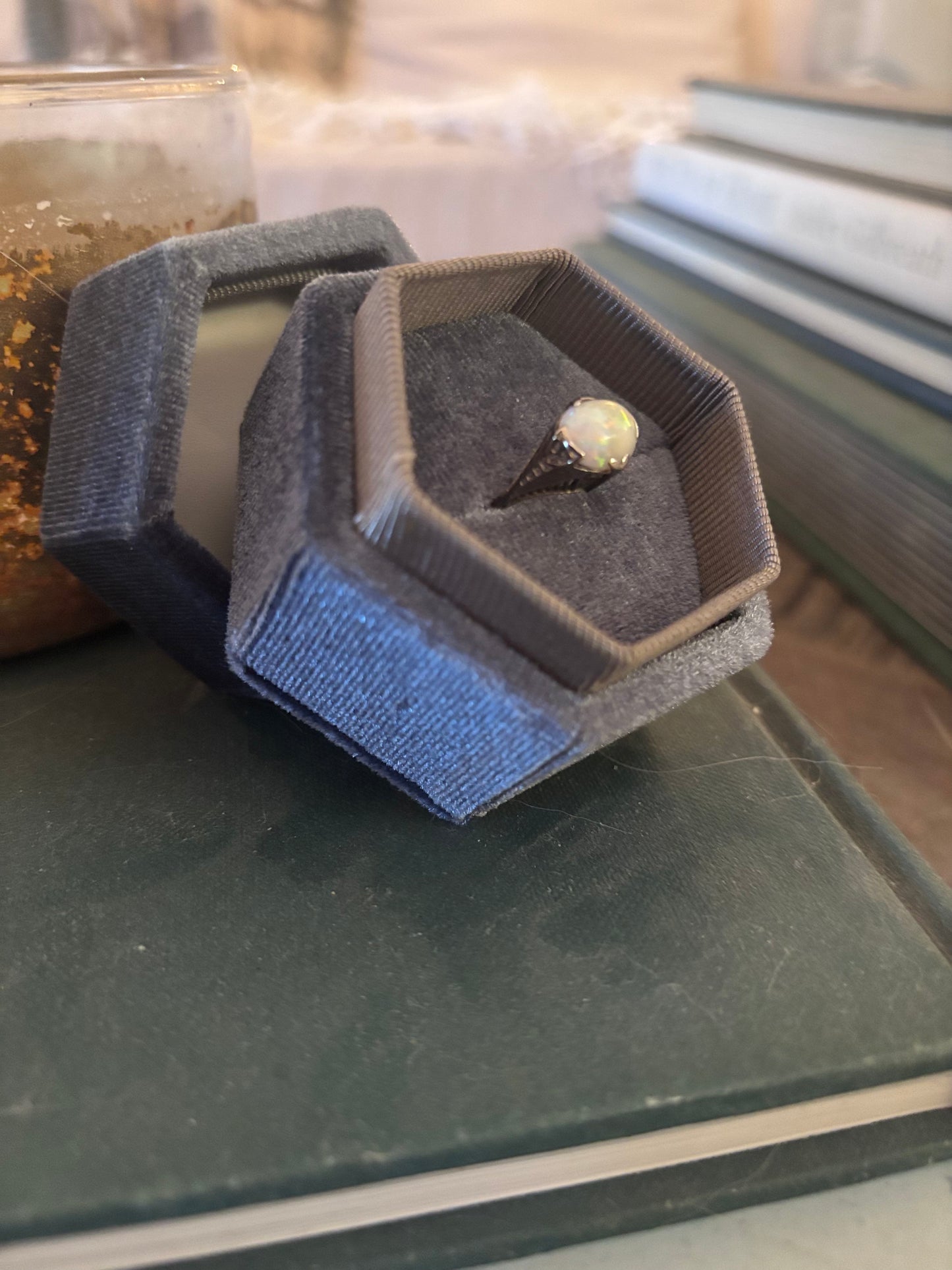 Australian Opal Art Deco Ring