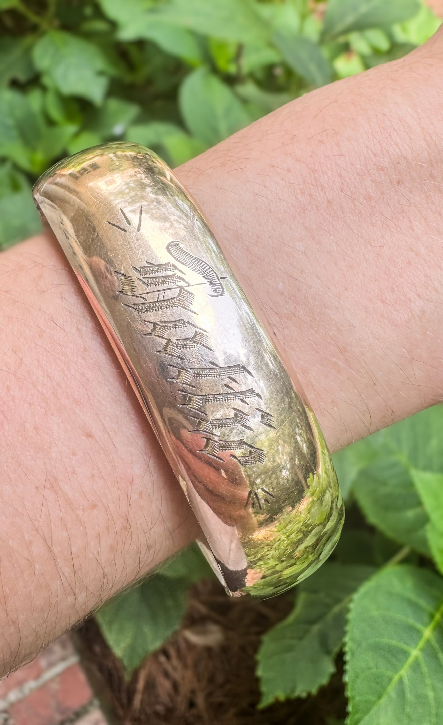 "Hattie" Vintage Gold Filled Floral Bangle Bracelet