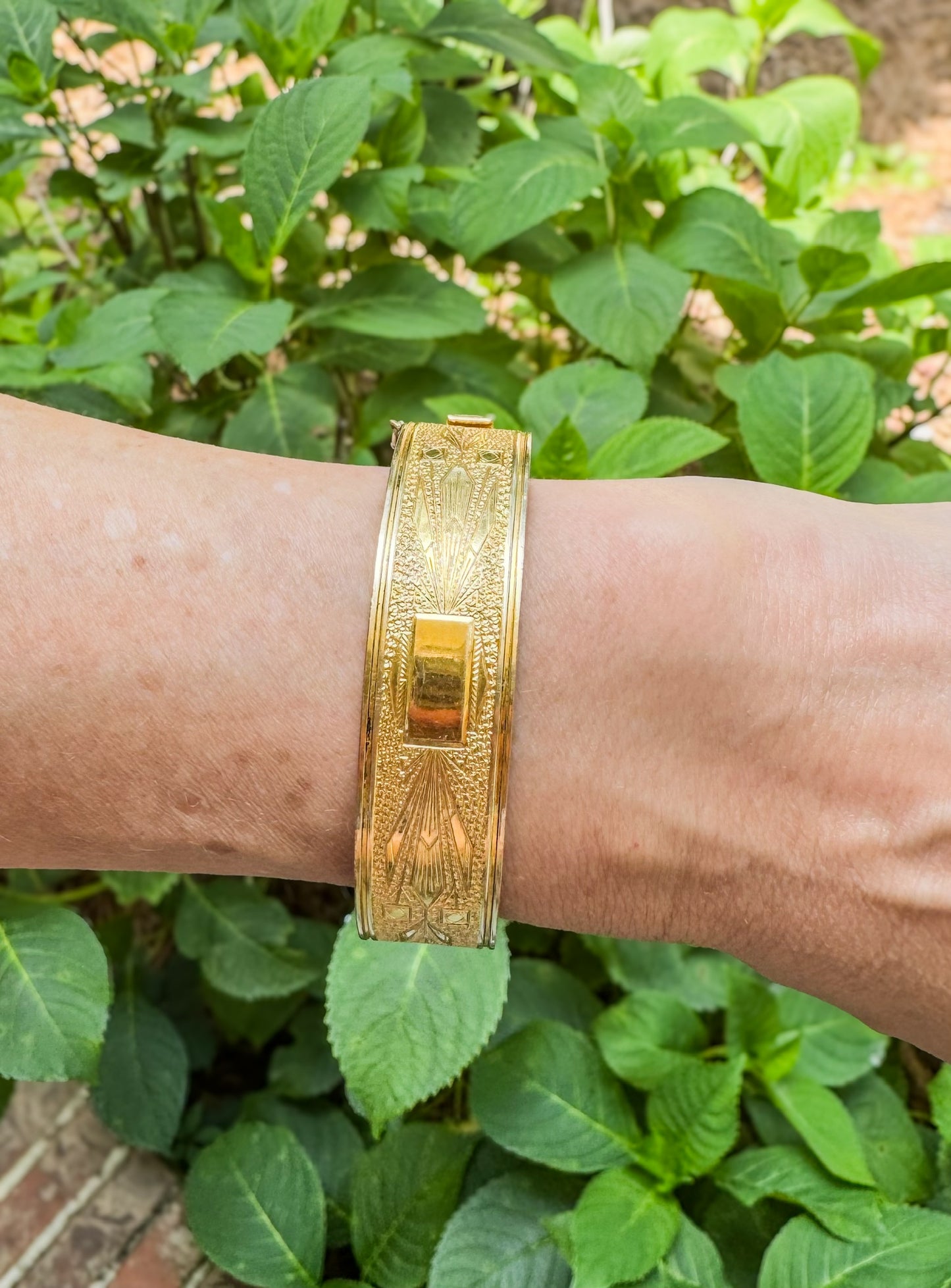 Vintage Geometric Gold Filled Bangle