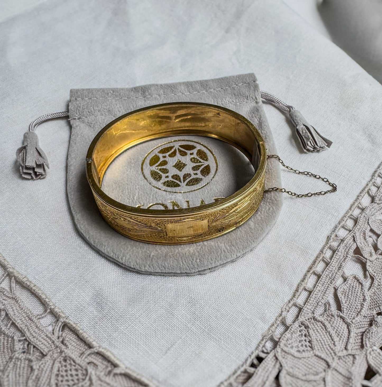 Vintage Geometric Gold Filled Bangle