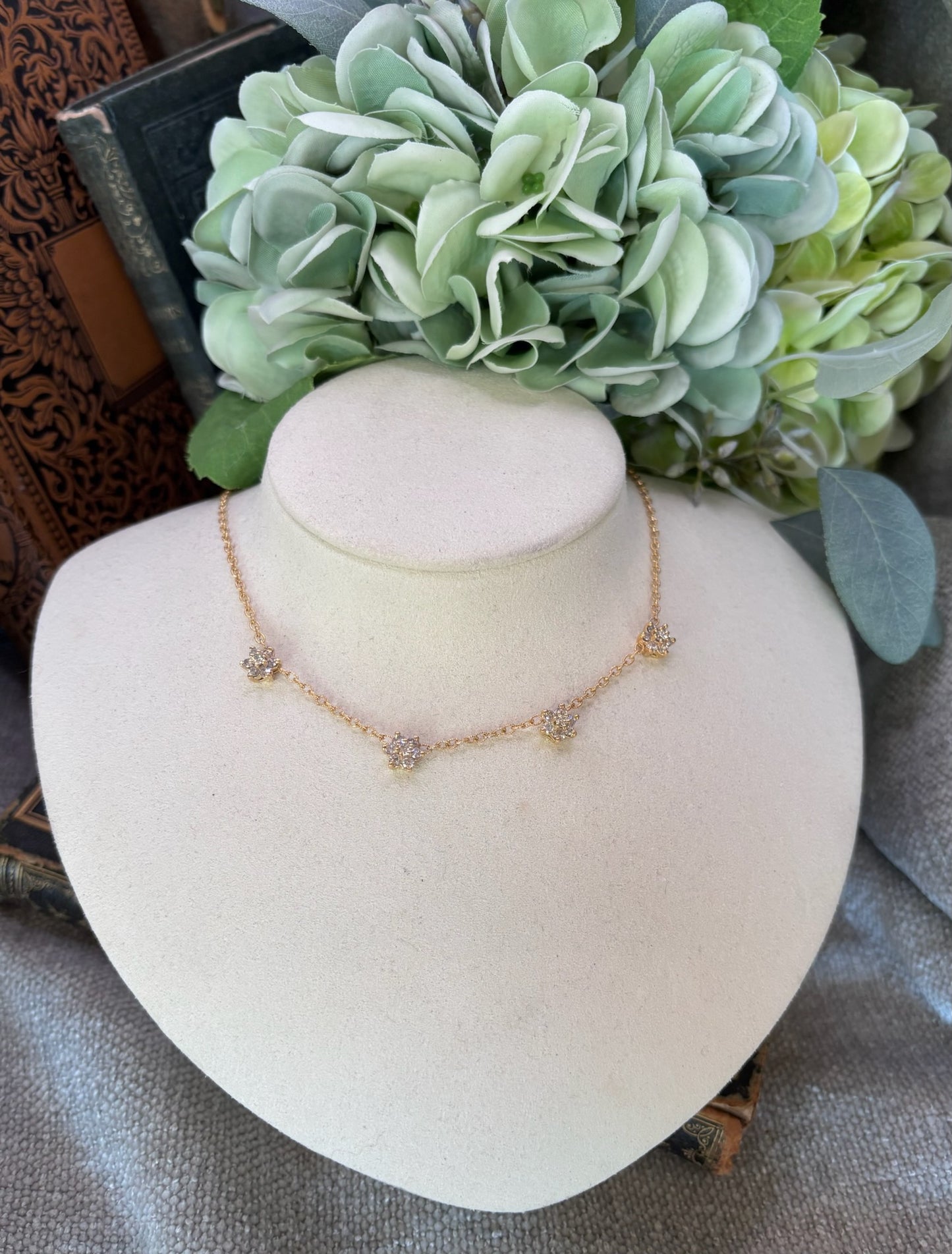 Diamond Flower Channel Necklace