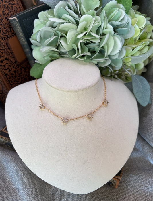 Diamond Flower Channel Necklace