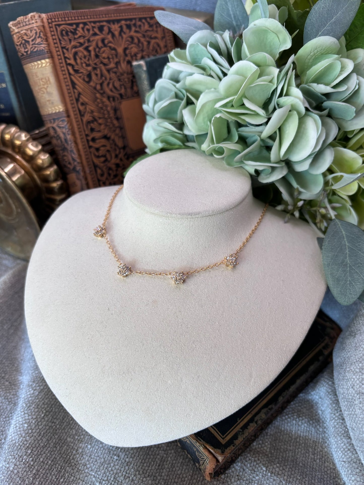 Diamond Flower Channel Necklace