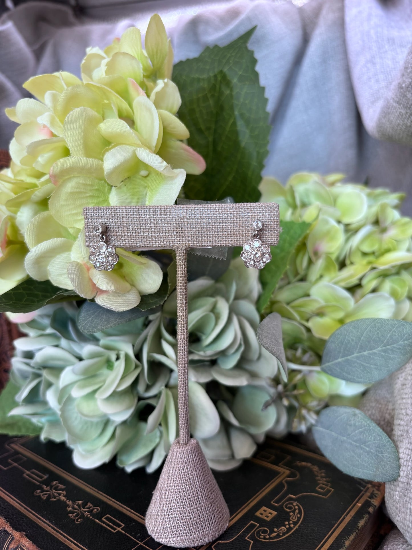 Floral Diamond Drop Earrings