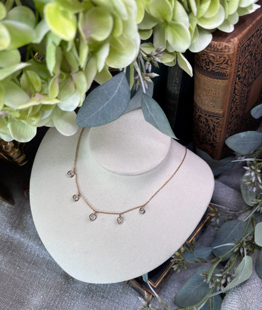 Five Diamond Station Necklace