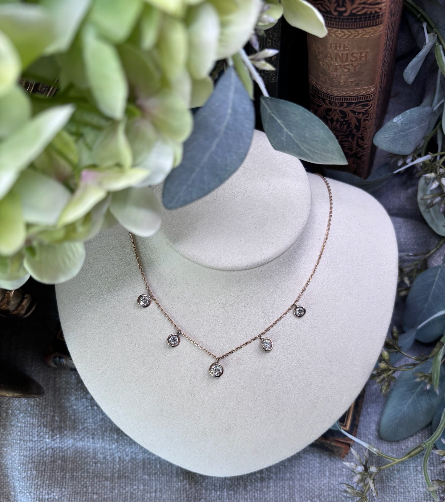 Five Diamond Station Necklace