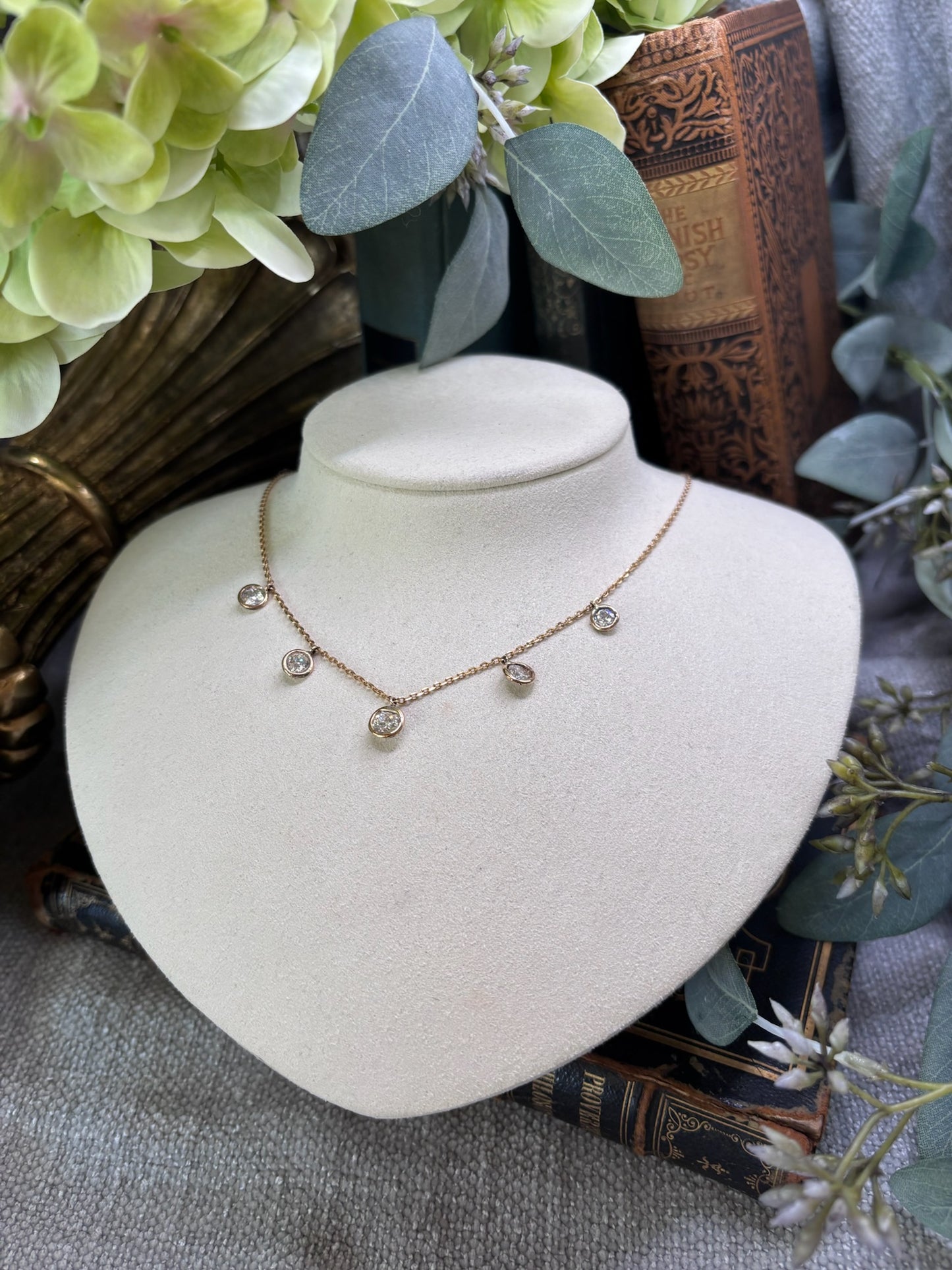 Five Diamond Station Necklace
