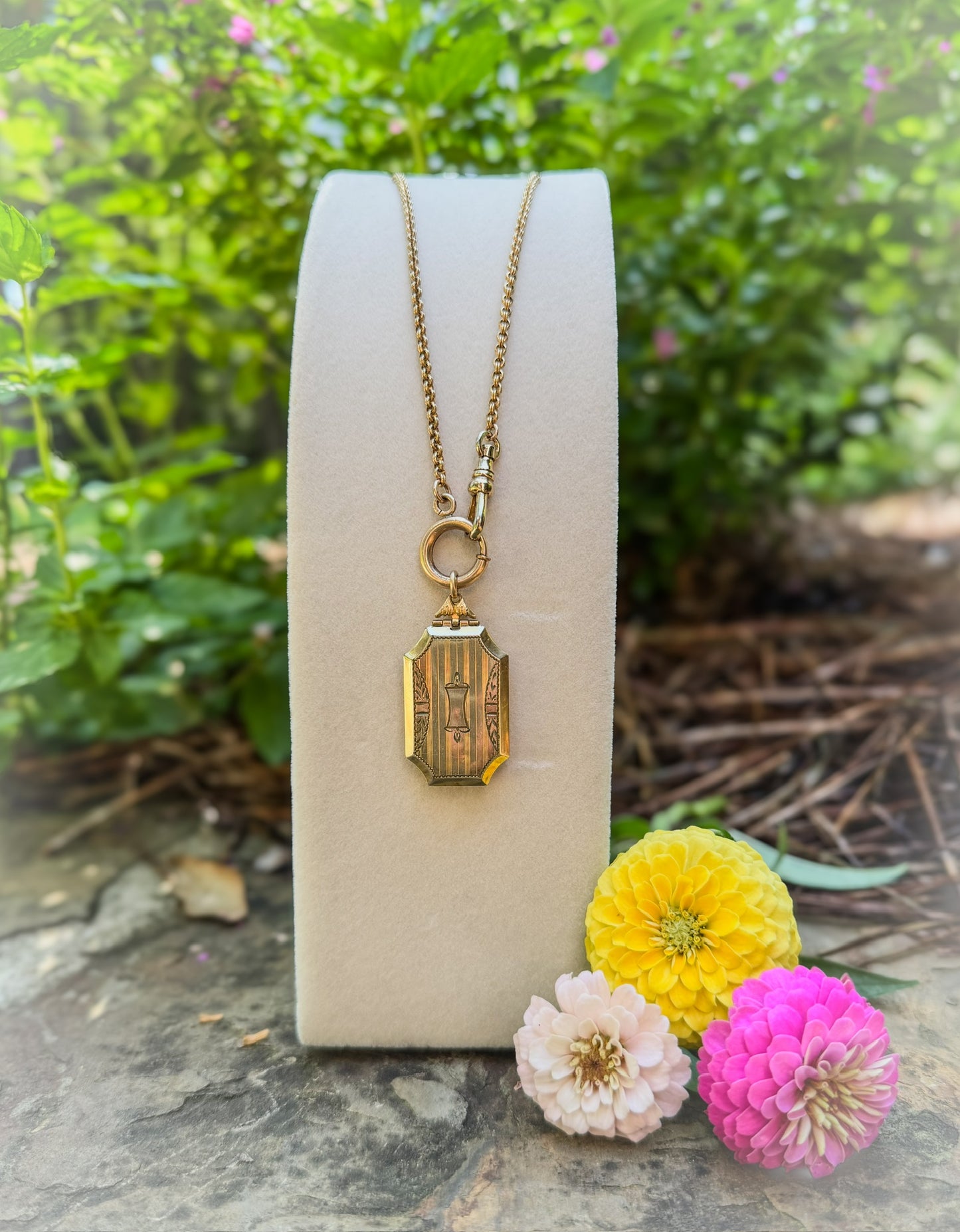 Vintage Locket on 26" Watch Chain