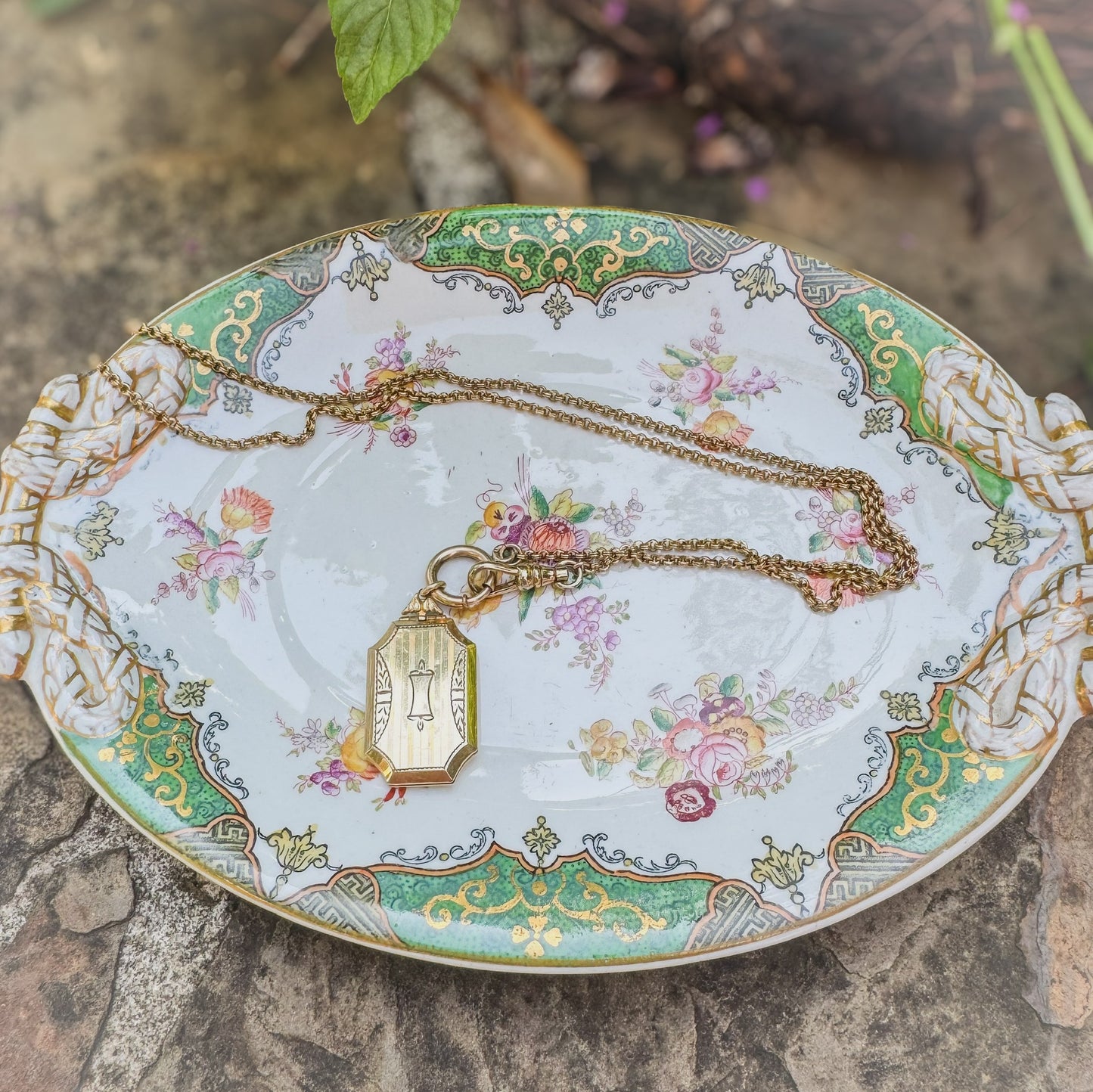 Vintage Locket on 26" Watch Chain