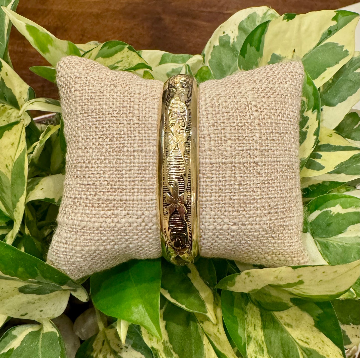 Floral Design Gold Filled Bangle