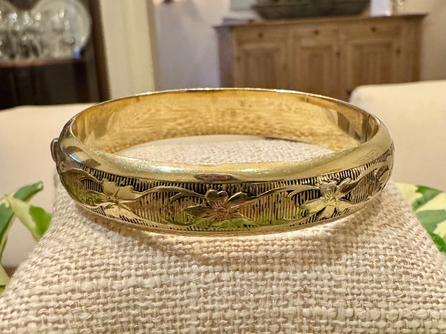 Floral Design Gold Filled Bangle