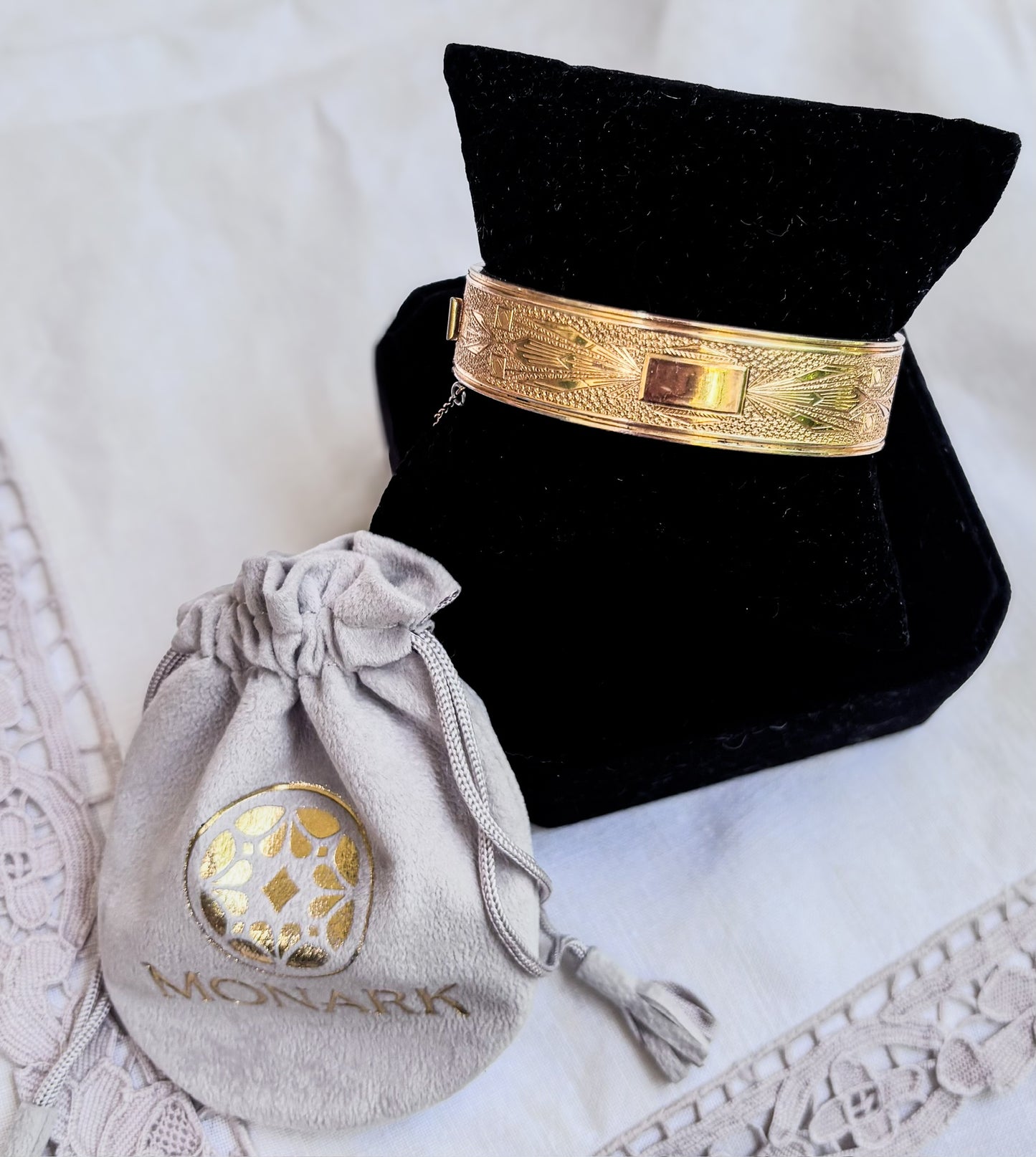 Vintage Geometric Gold Filled Bangle