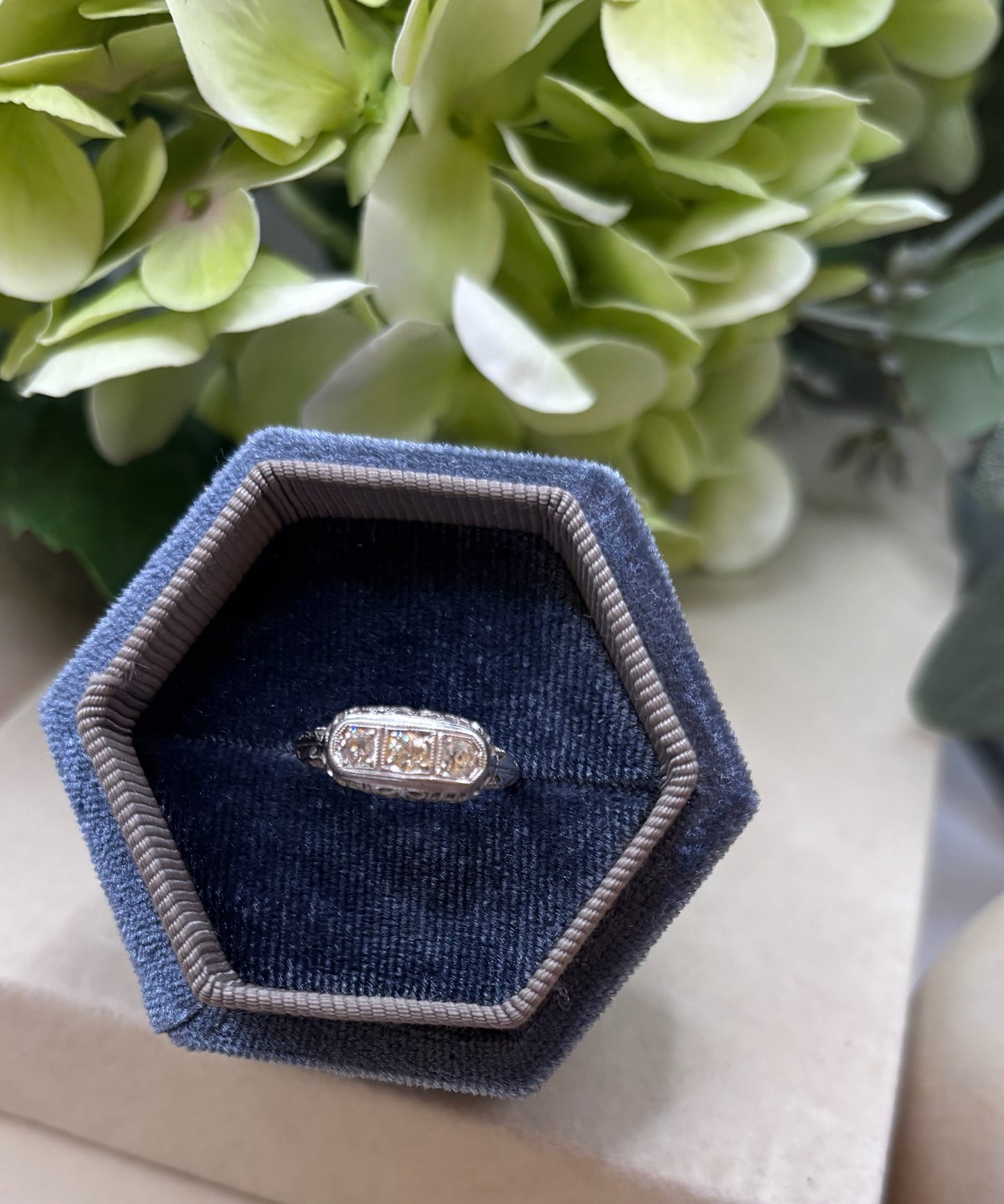 Art Deco Three Stone Diamond Ring
