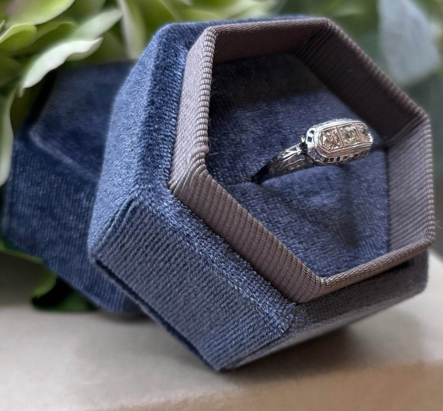 Art Deco Three Stone Diamond Ring
