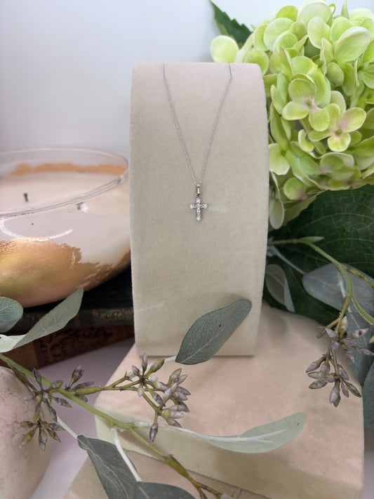 Platinum Diamond Cross Pendant Necklace