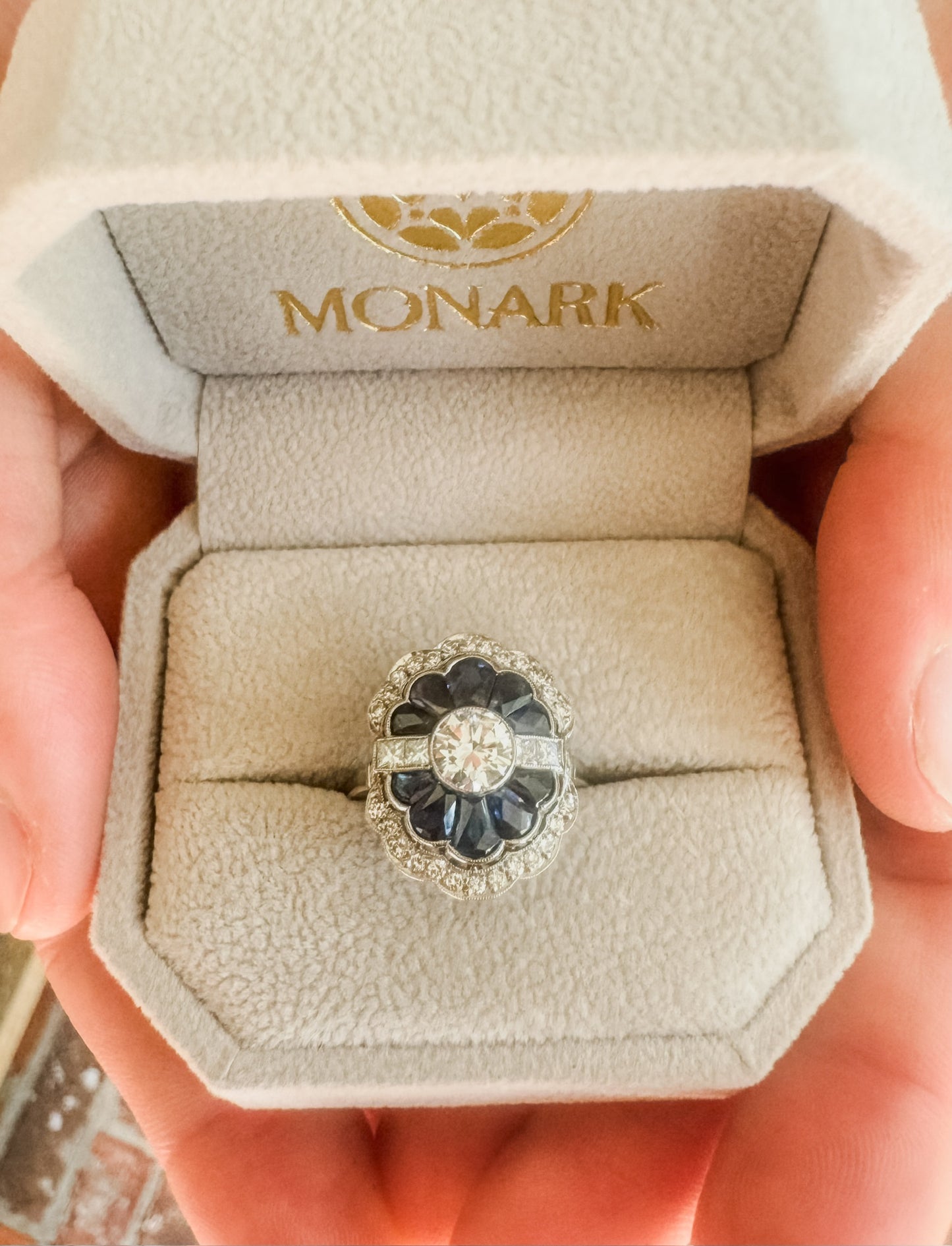 Platinum Sapphire and Diamond Ring