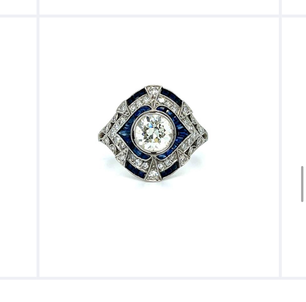 Old European Diamond and Sapphire Ring
