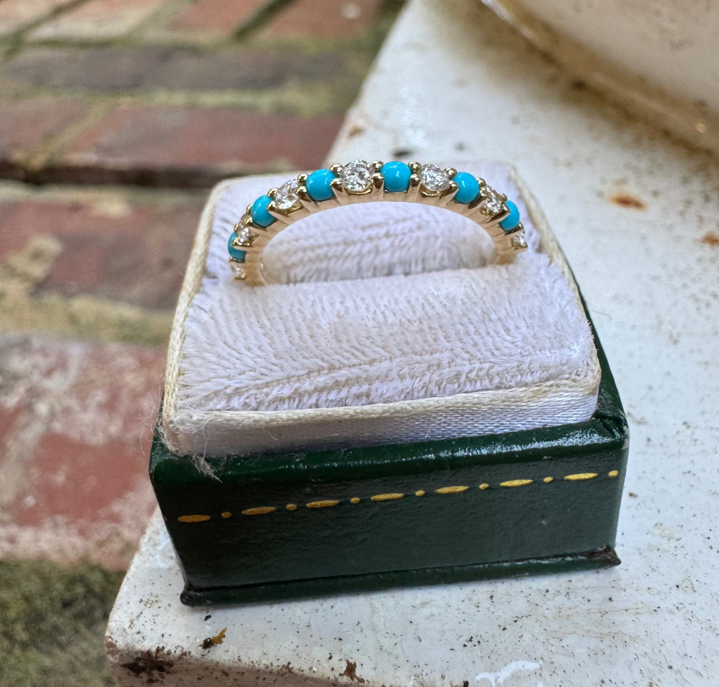 Diamond and Turquoise Half Eternity Band