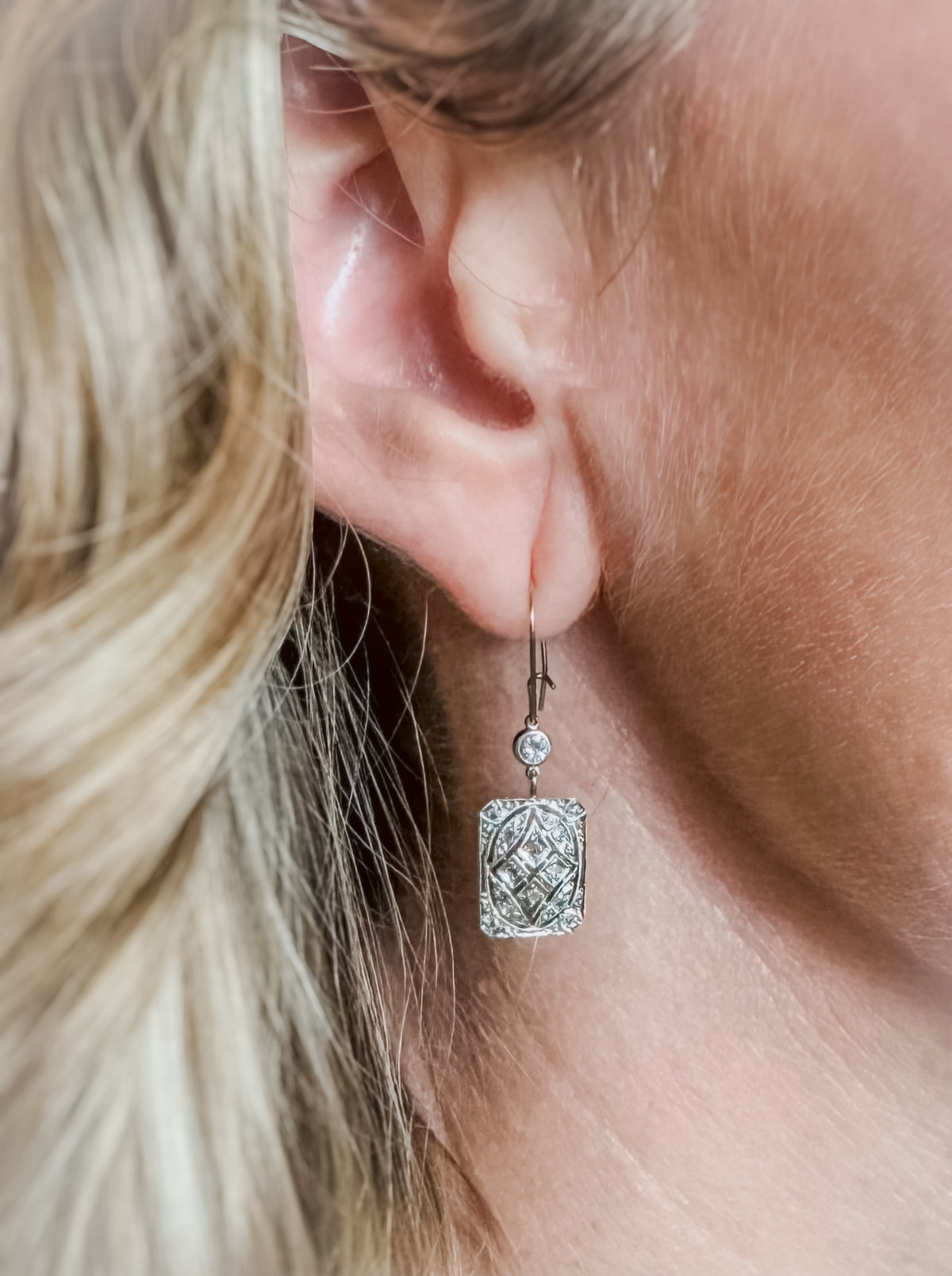 Diamond Cufflink Repurpose Dangle Earrings
