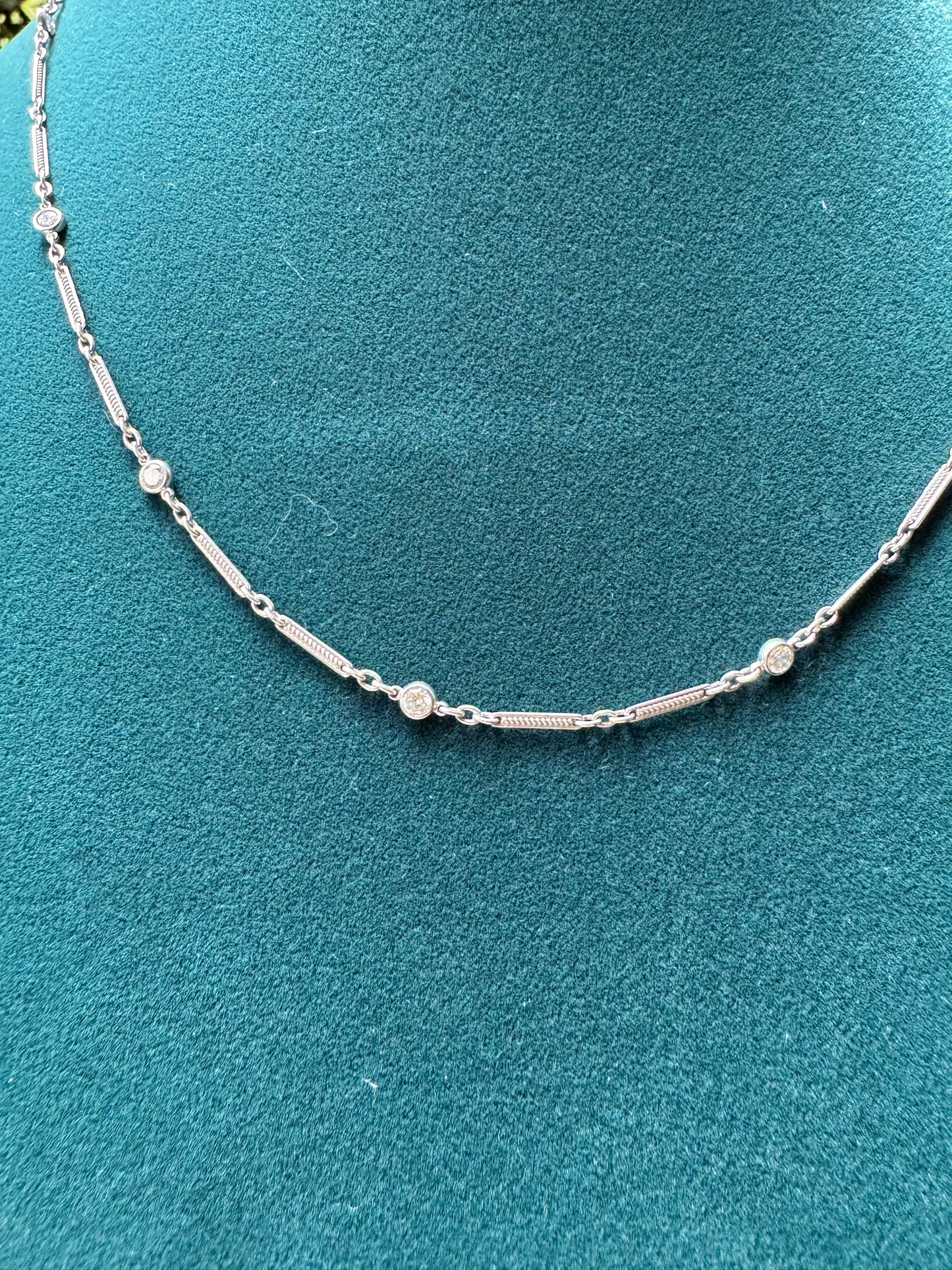 Handmade Platinum Diamond by the Yard Necklace