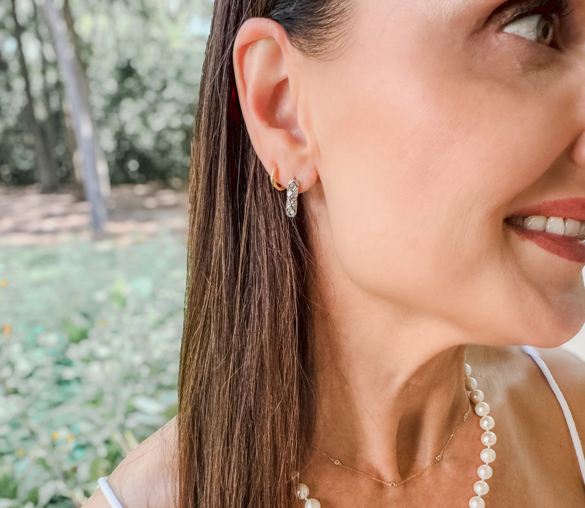 Diamond Cufflink Repurposed Bar Earrings