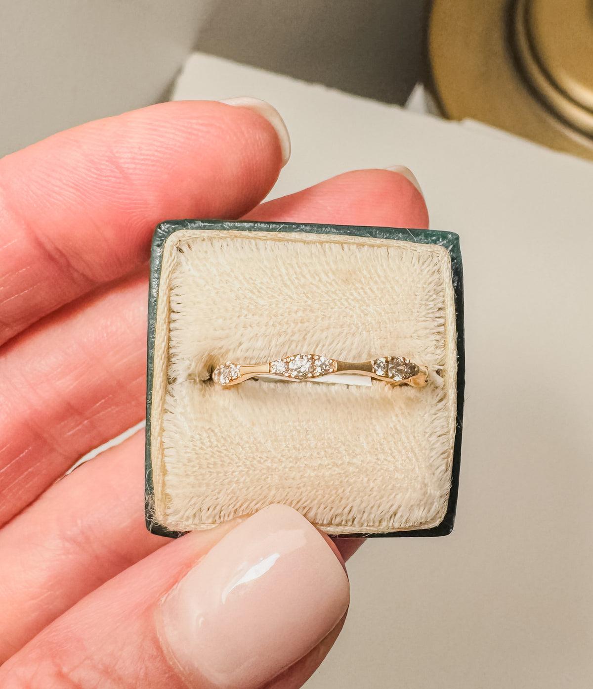Rose Gold Bamboo Style Diamond Band