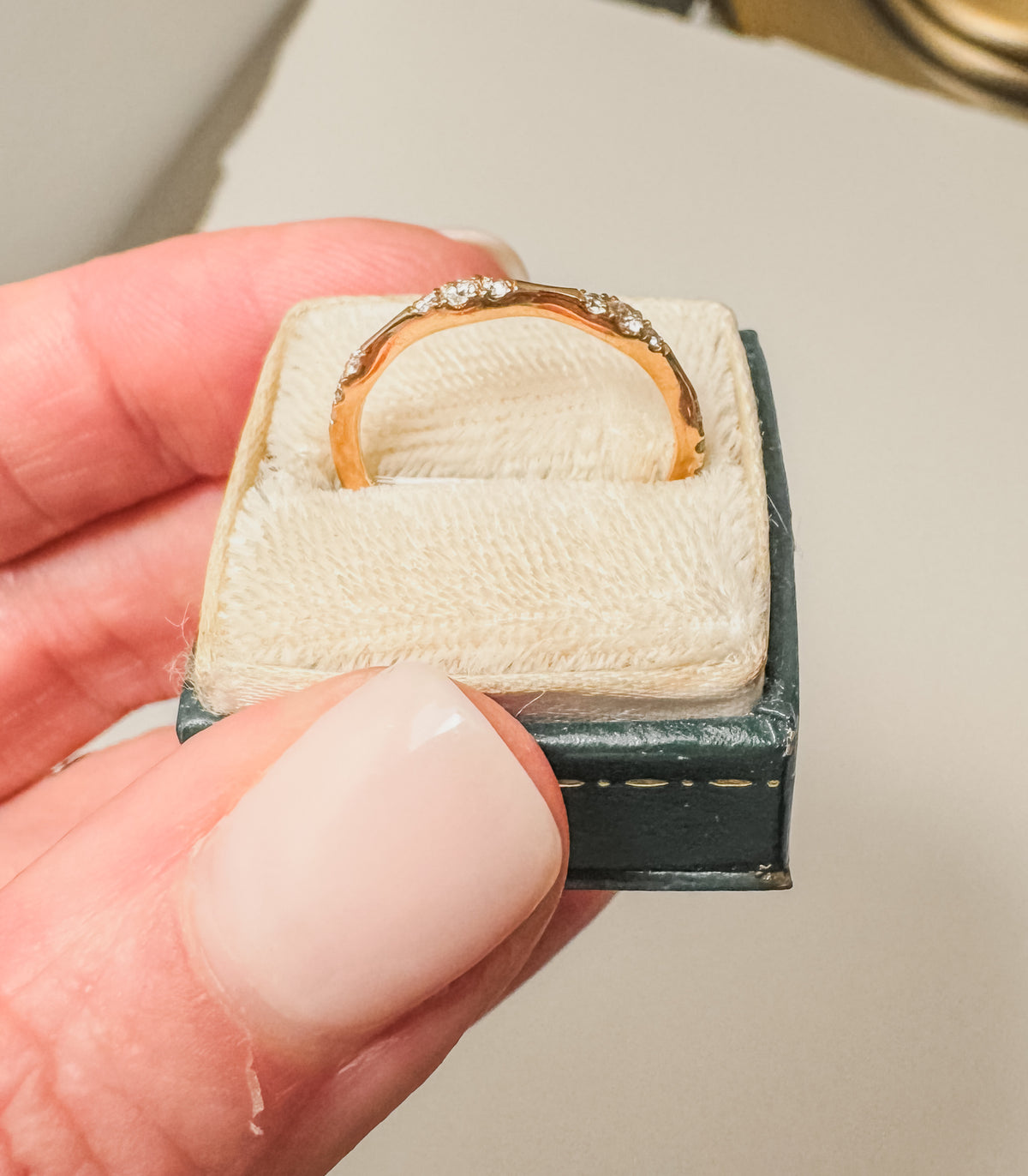 Rose Gold Bamboo Style Diamond Band