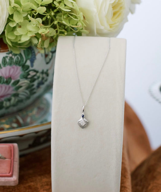 Diamond and Sapphire Pendant Necklace