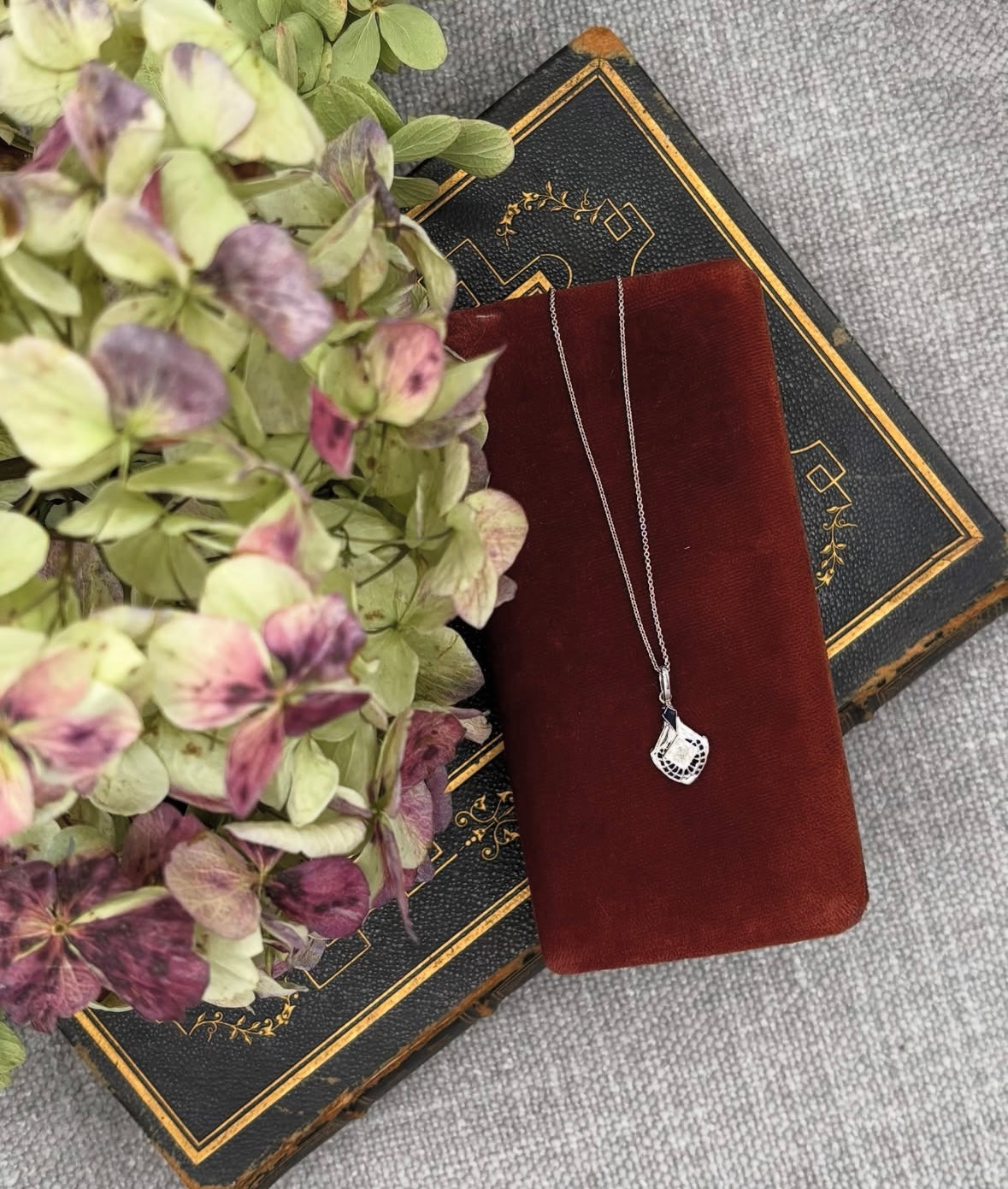Diamond and Sapphire Pendant Necklace