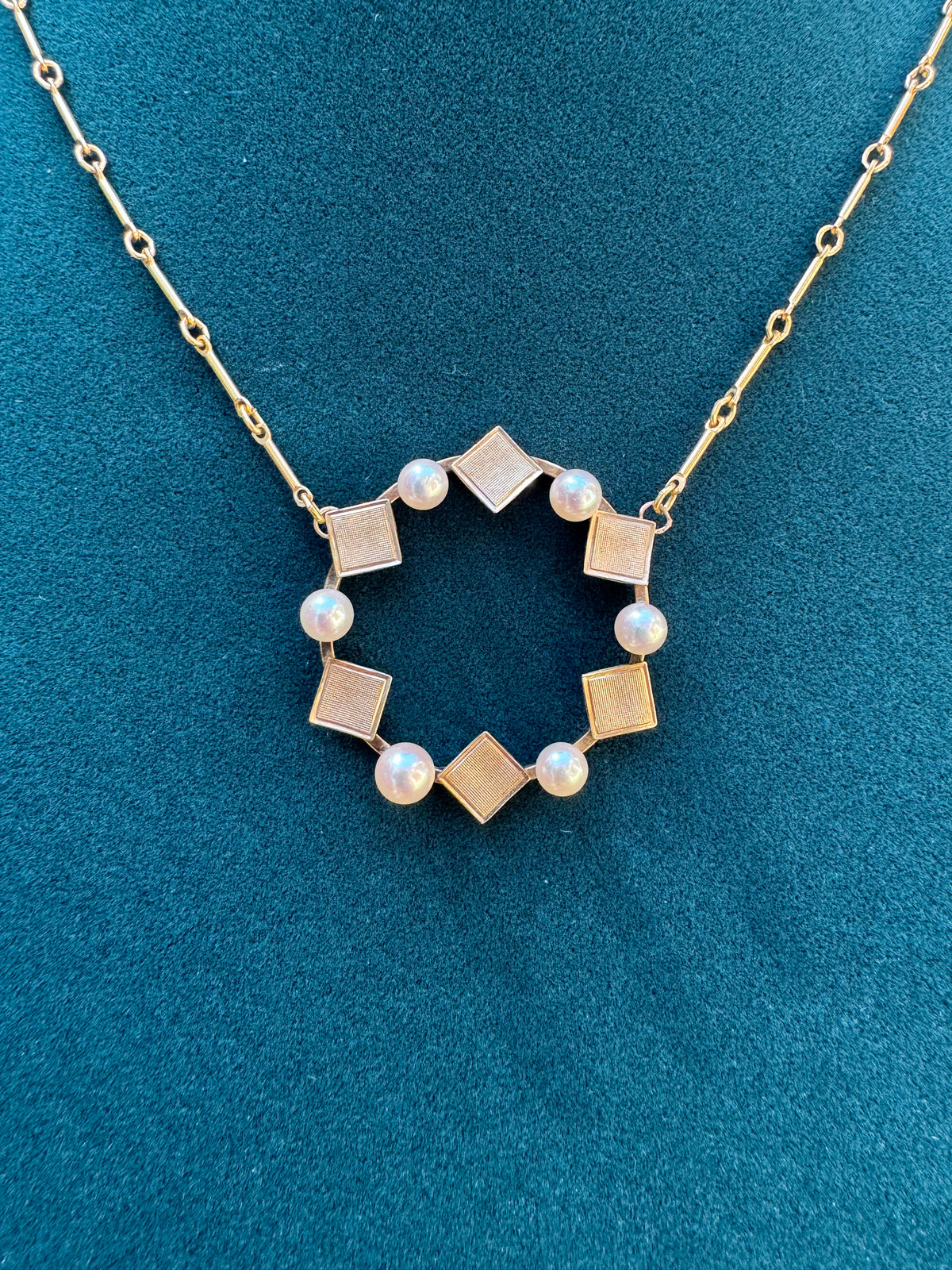 Mid-Century Pearl Brooch Necklace