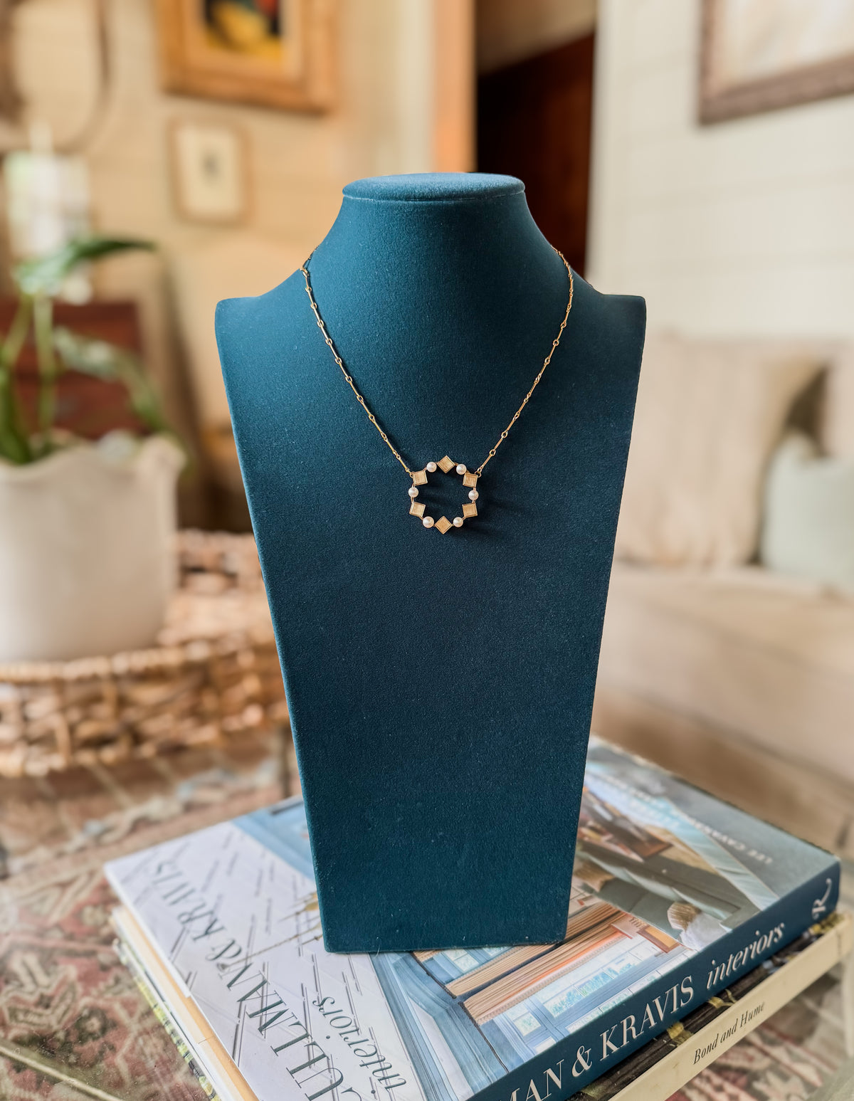 Mid-Century Pearl Brooch Necklace