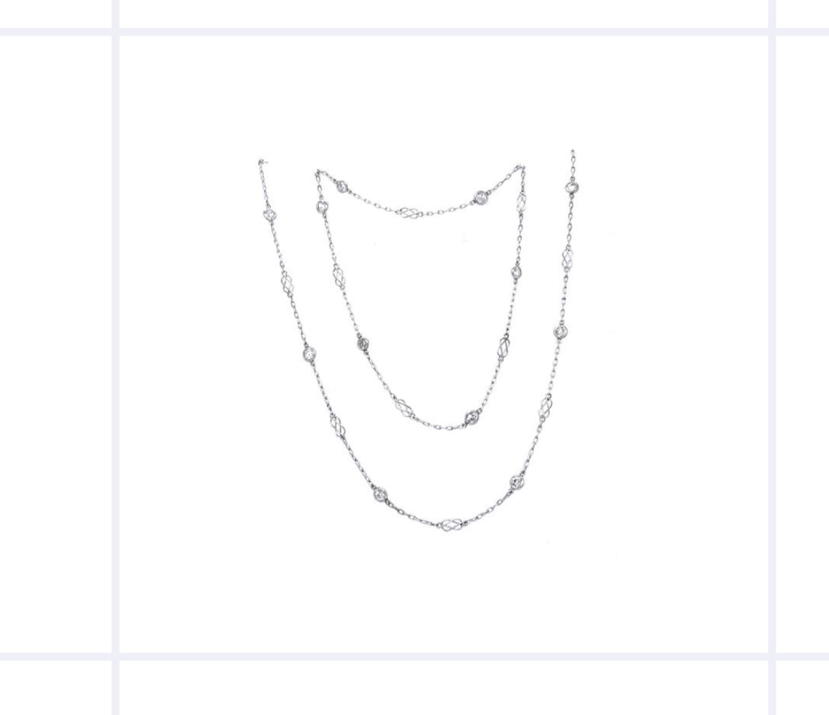 27" Platinum Diamond by the Yard Necklace