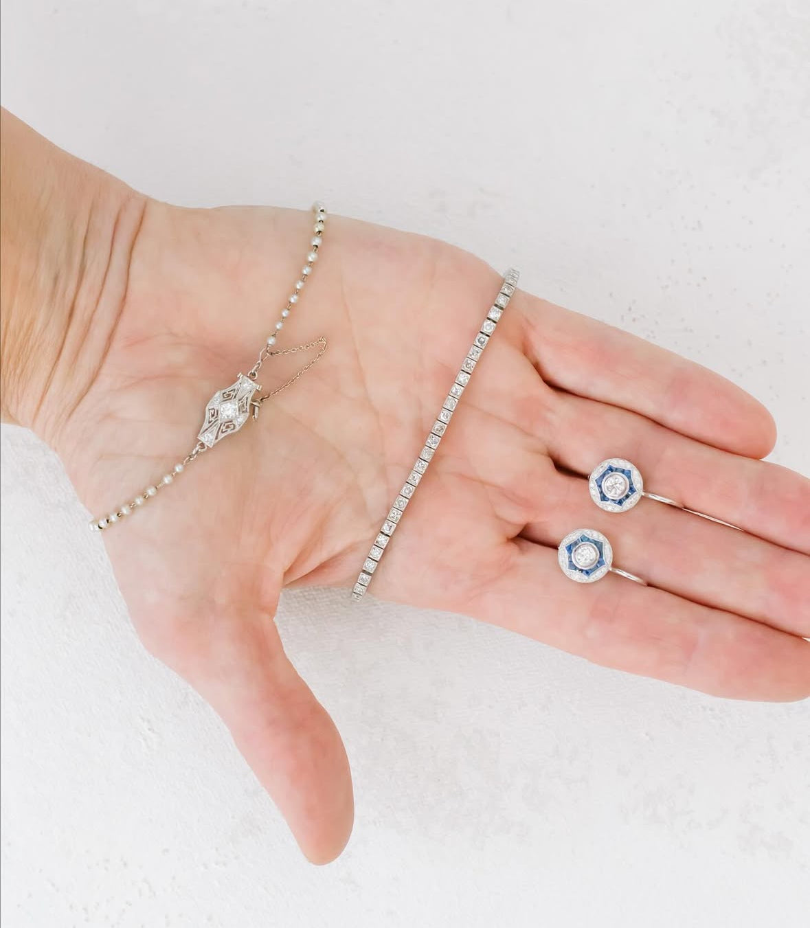 Diamond and Sapphire Drop Earrings