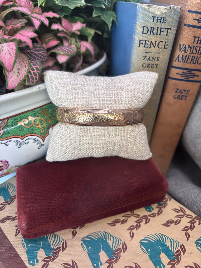 Antique Gold Filled Floral Bangle Bracelet