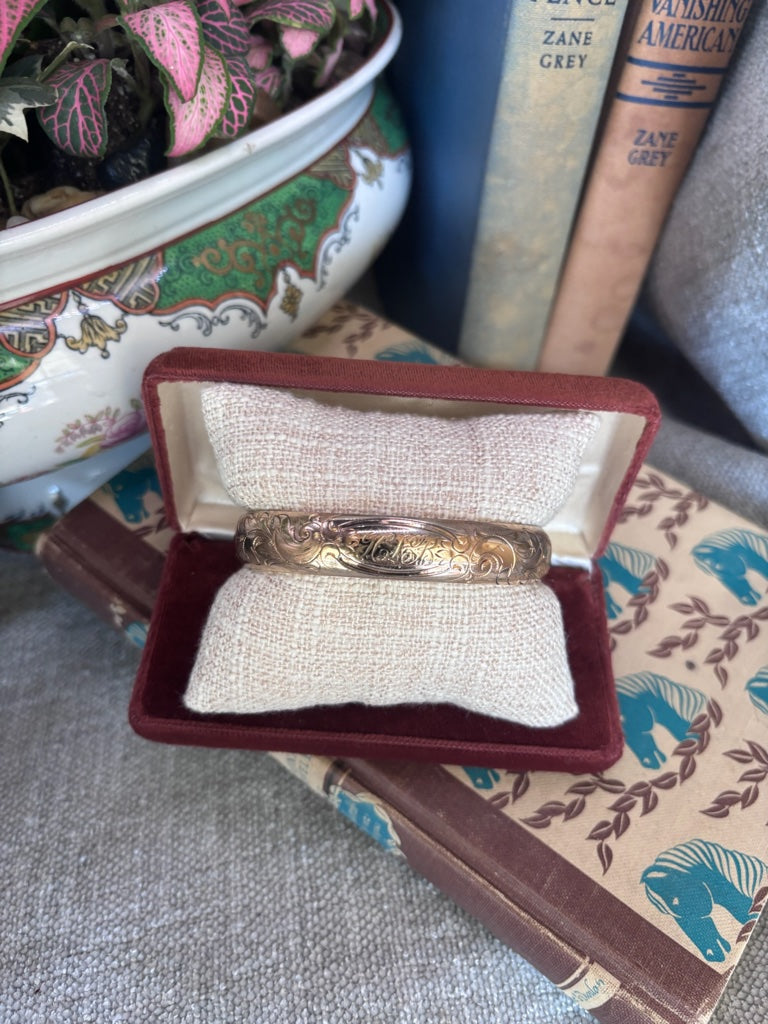Antique Gold Filled Floral Bangle Bracelet