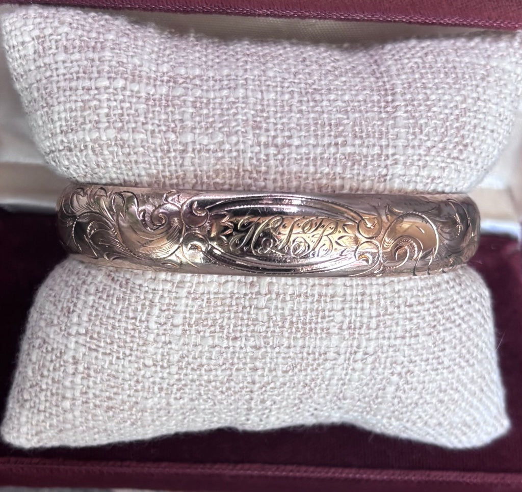 Antique Gold Filled Floral Bangle Bracelet
