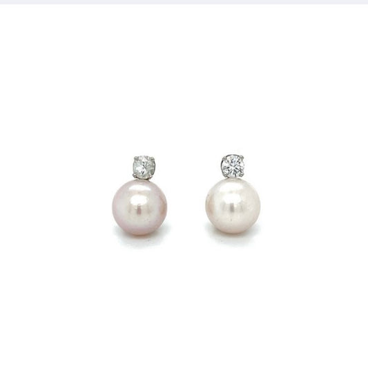 Diamond and Pearl Earrings