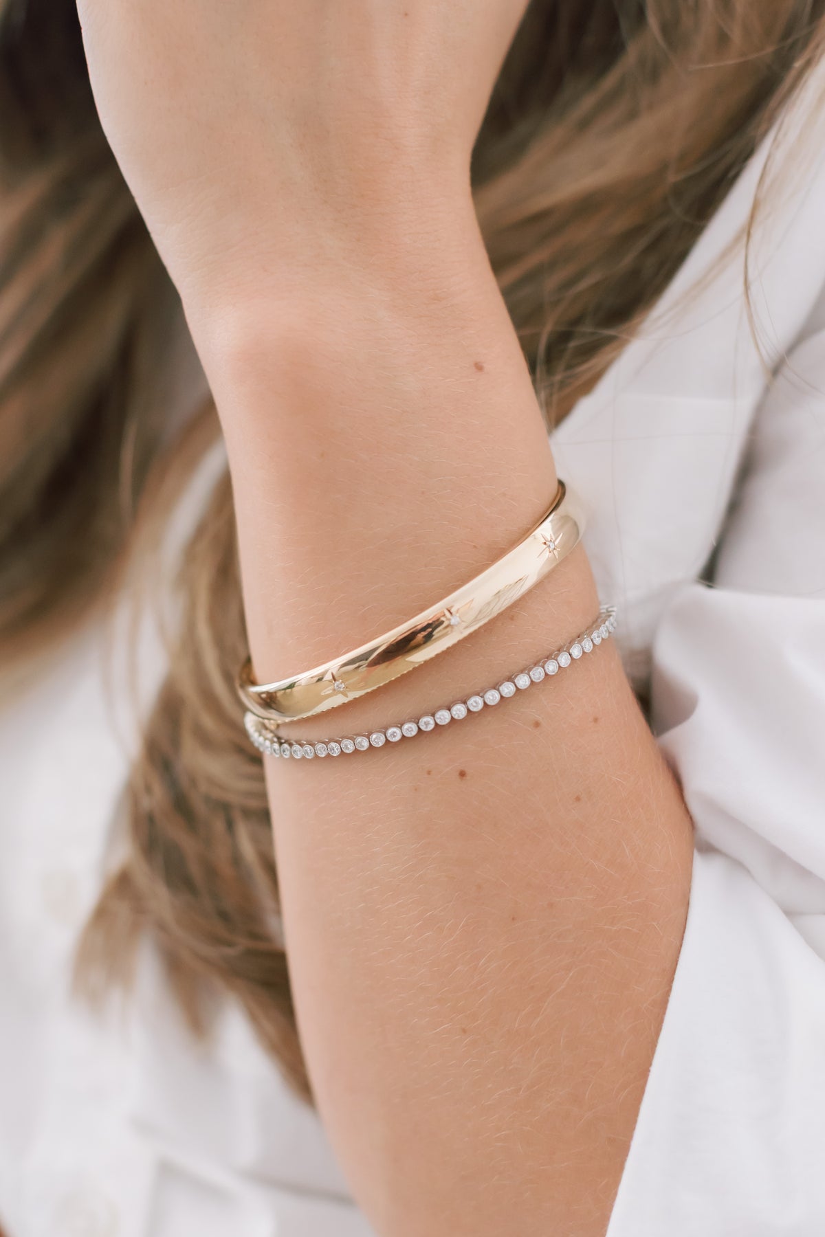 Starcut Diamond Gold Filled Bangle Bracelet - 8mm