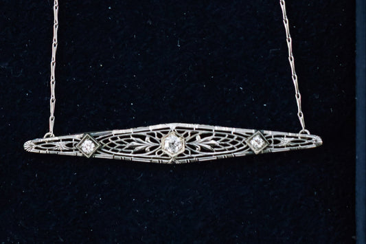 Diamond Antique Brooch Necklace